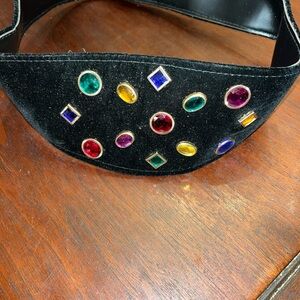 Embellished vintage 80s Black Velvet bejeweled Belt